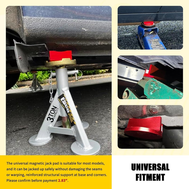 ZOSANY Universal Magnetic Jack Pad, Pinch Weld Adapter with Large Slotted, Aluminum Grooved Magnetic Pad, Jack Stand Frame Rail Adapter (2PCS Red) - Image 5